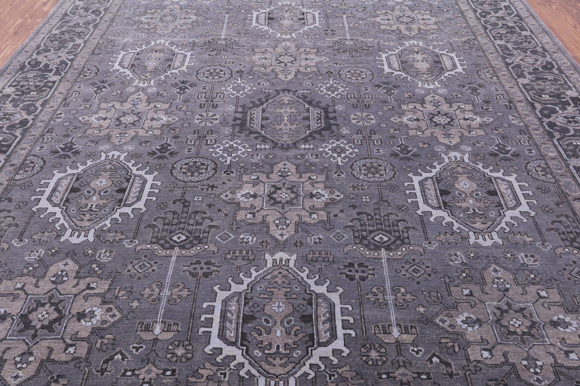 Grey Persian Fine Serapi Hand Knotted Wool  Rug - 7' 11" X 10' 1" - Golden Nile