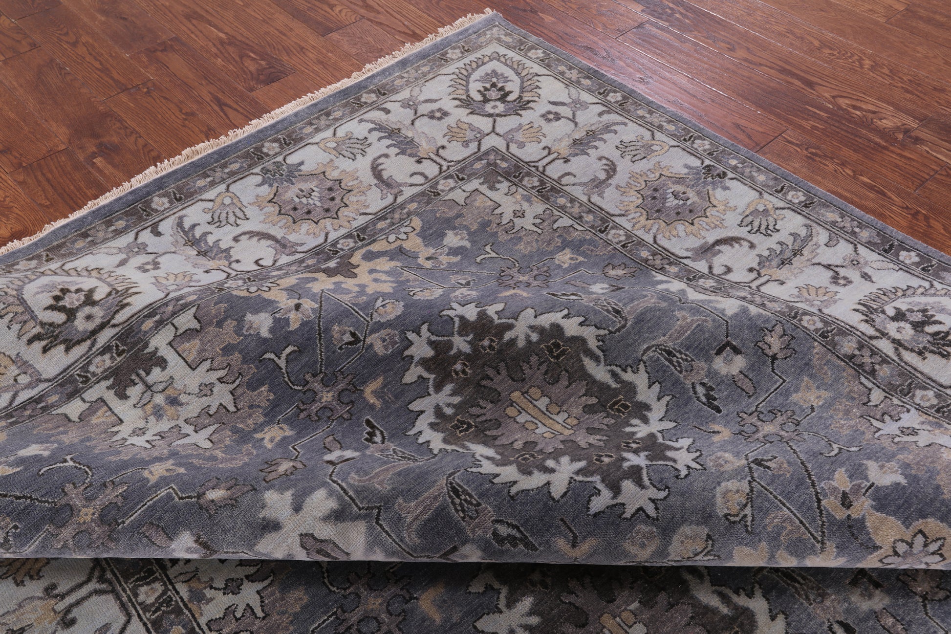 Grey Persian Fine Serapi Hand Knotted Wool Rug - 8' 2" X 9' 9" - Golden Nile