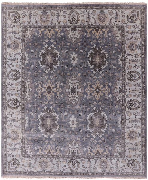 Grey Persian Fine Serapi Hand Knotted Wool Rug - 8' 2" X 9' 9" - Golden Nile