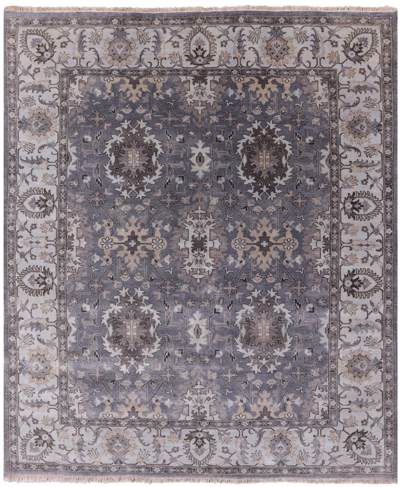 Grey Persian Fine Serapi Hand Knotted Wool Rug - 8' 2" X 9' 9" - Golden Nile