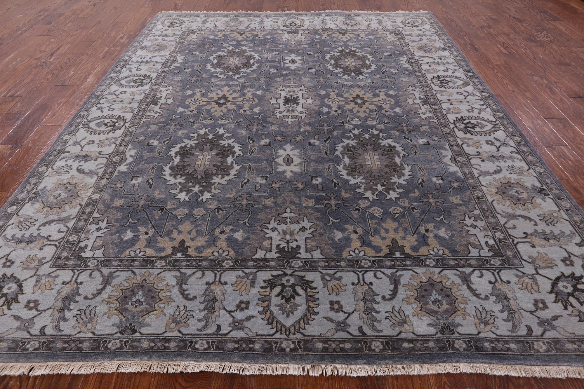Grey Persian Fine Serapi Hand Knotted Wool Rug - 8' 2" X 9' 9" - Golden Nile