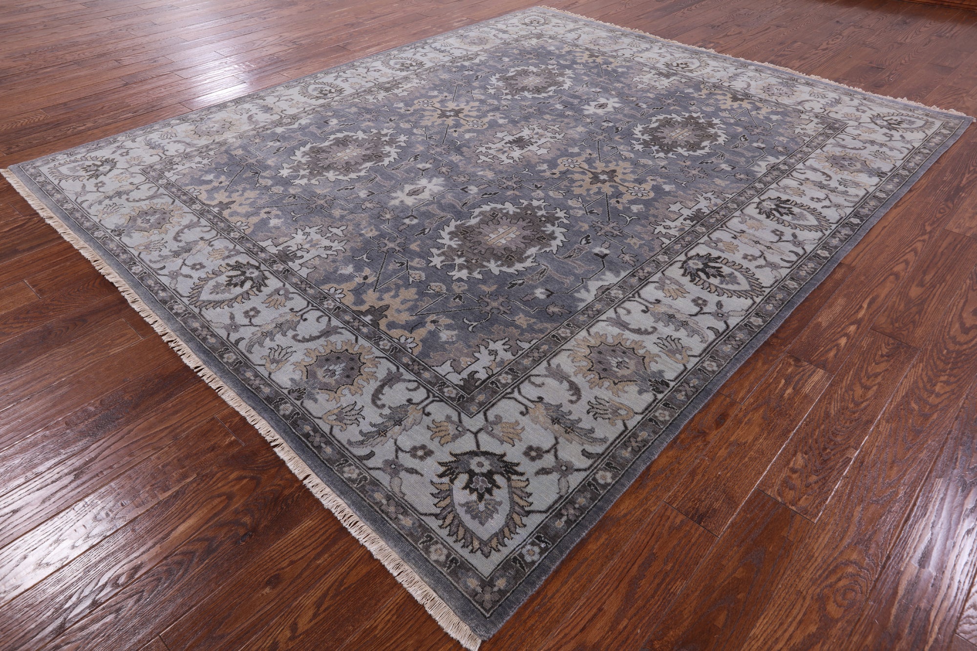 Grey Persian Fine Serapi Hand Knotted Wool Rug - 8' 2" X 9' 9" - Golden Nile