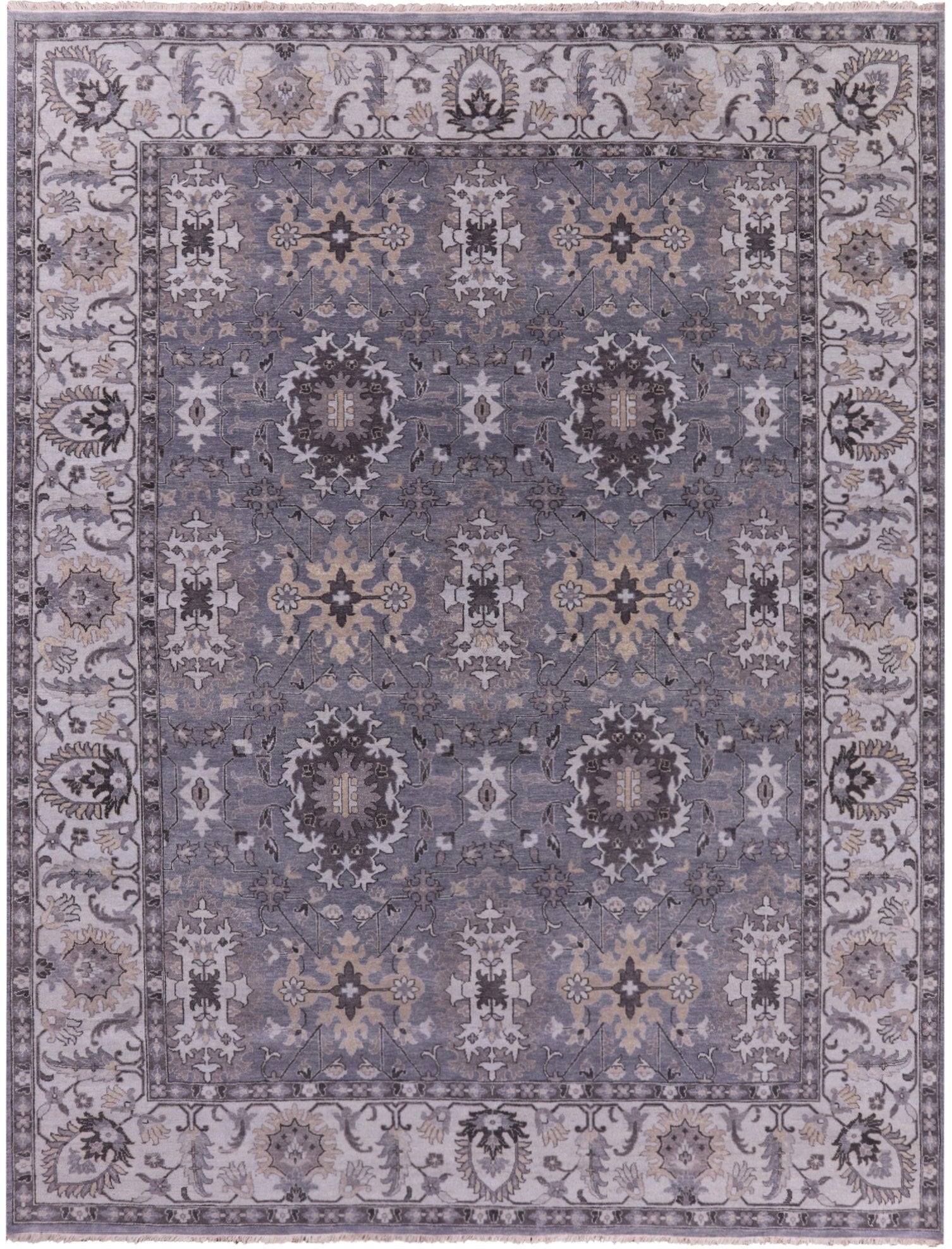 Grey Persian Fine Serapi Handmade Wool Rug - 9' 0" X 11' 9" - Golden Nile