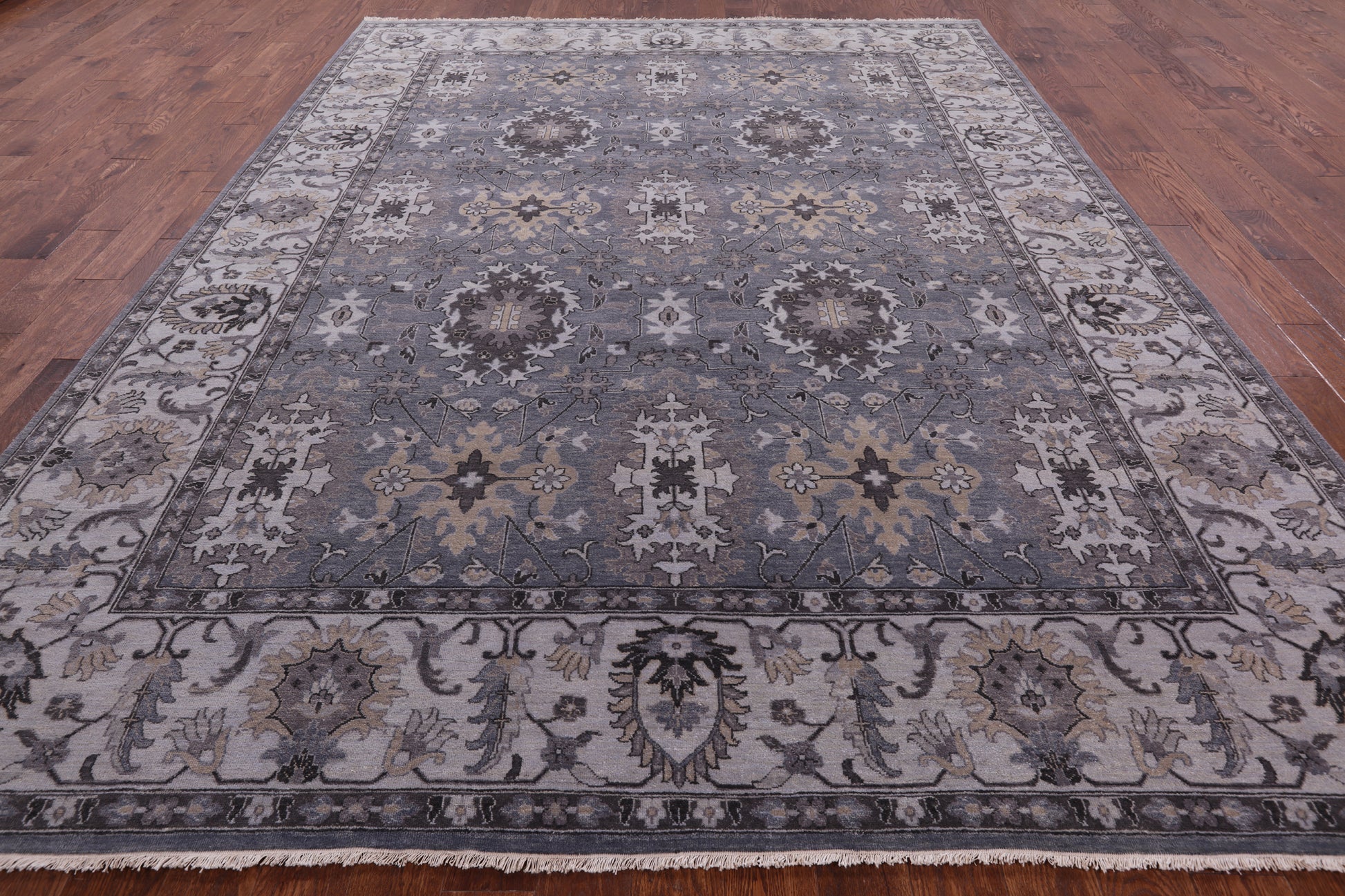 Grey Persian Fine Serapi Handmade Wool Rug - 9' 0" X 11' 9" - Golden Nile