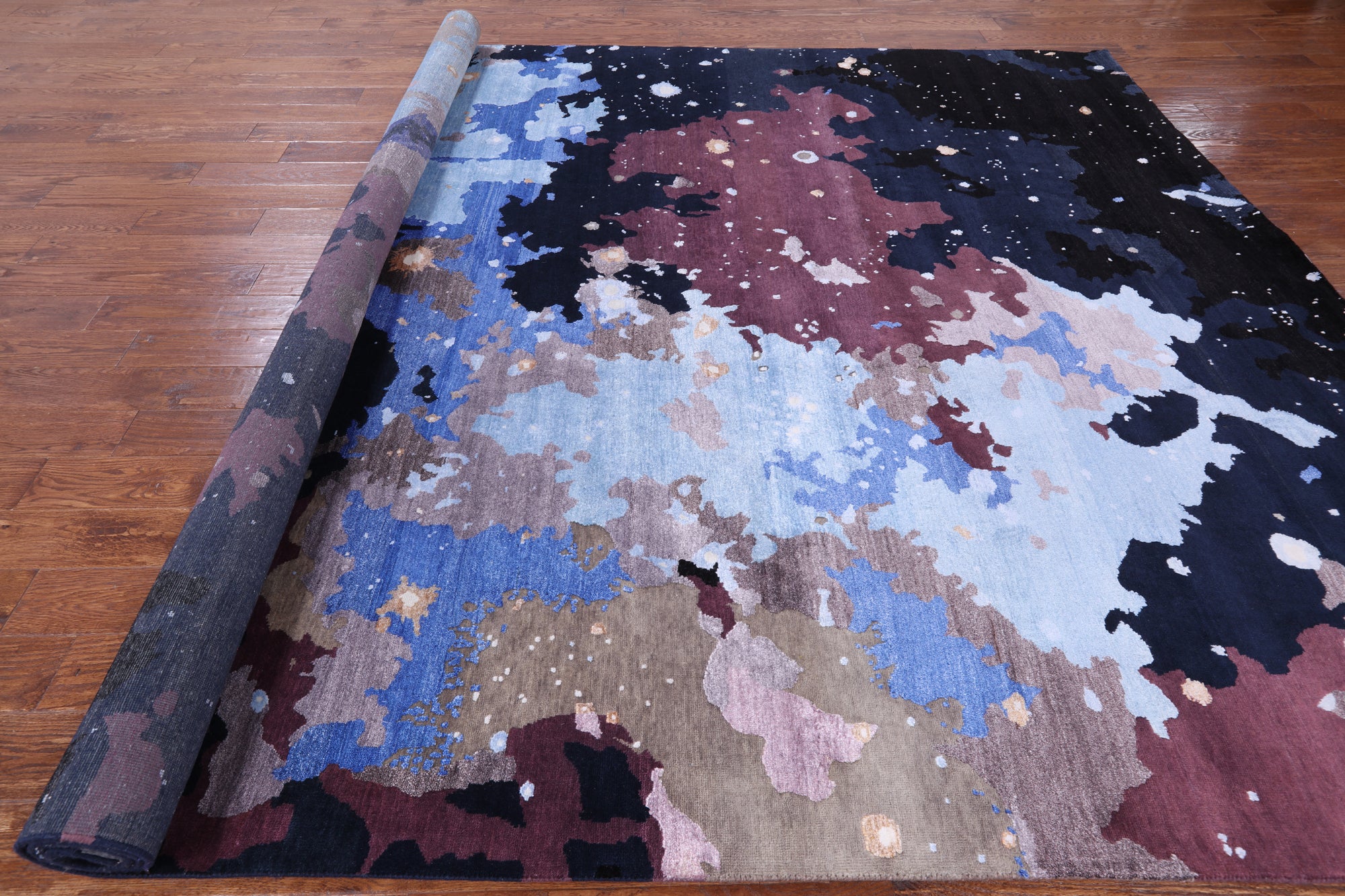 Galaxy Design Modern Handmade Wool & Silk Rug - 9' 0" X 11' 9" - Golden Nile