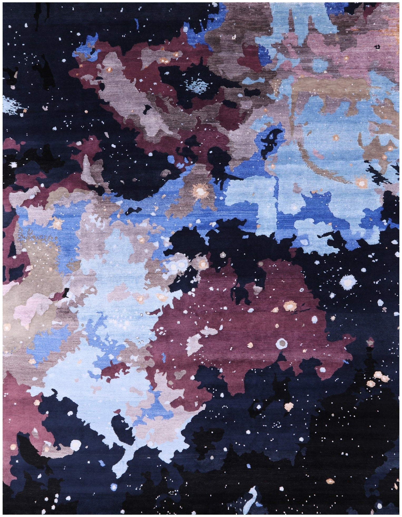 Galaxy Design Modern Handmade Wool & Silk Rug - 9' 0" X 11' 9" - Golden Nile