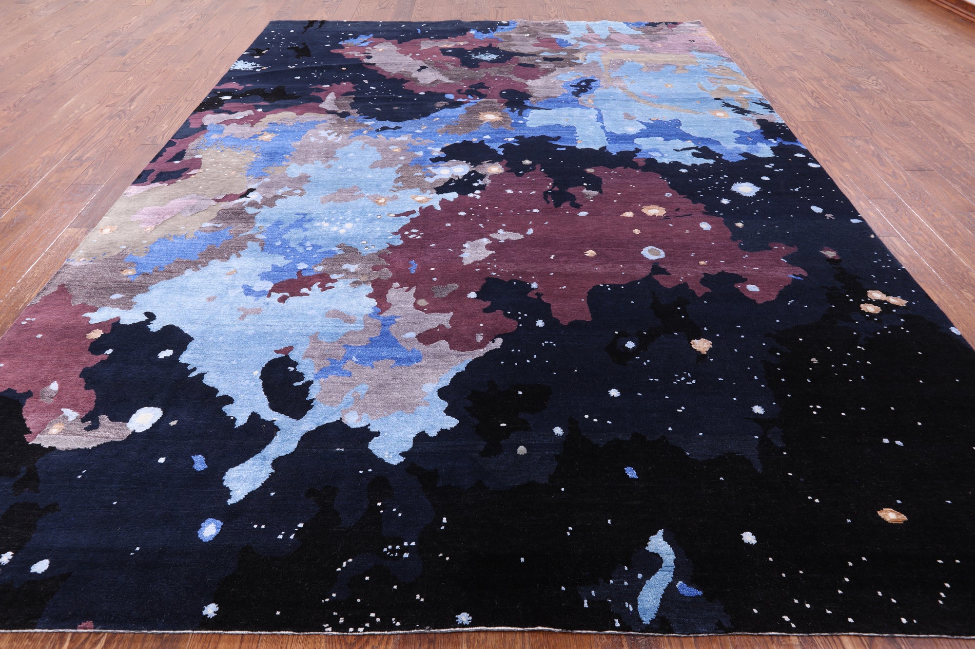 Galaxy Design Modern Handmade Wool & Silk Rug - 9' 0" X 11' 9" - Golden Nile