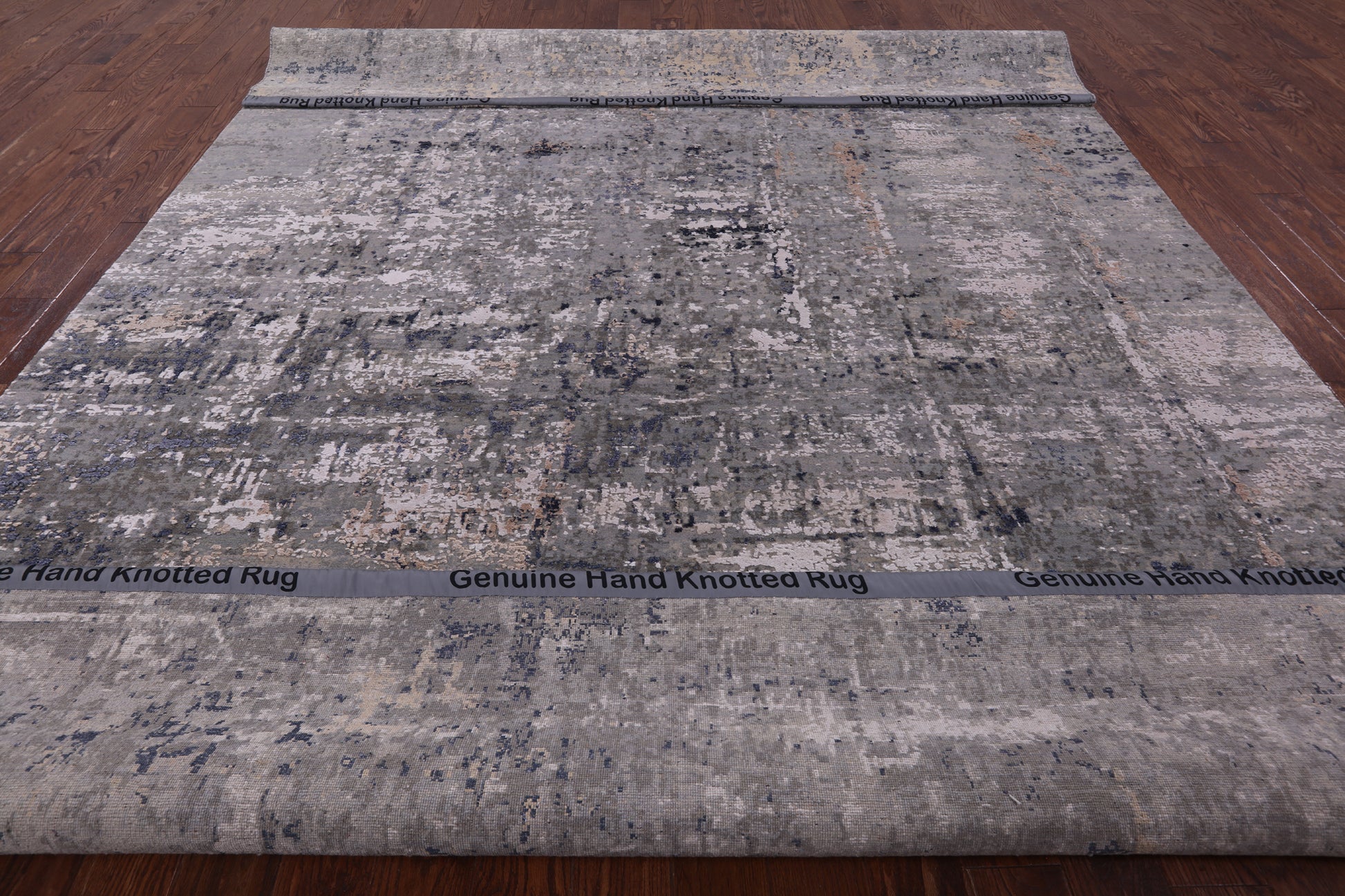 Modern Hand Knotted Wool & Silk Rug - 9' 0" X 12' 2" - Golden Nile