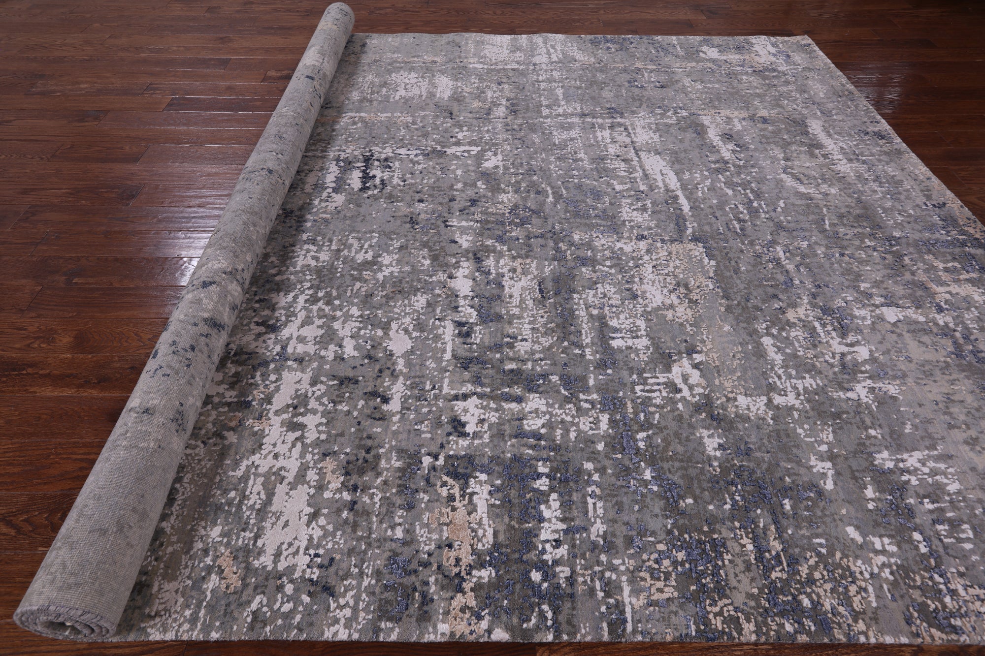Modern Hand Knotted Wool & Silk Rug - 9' 0" X 12' 2" - Golden Nile