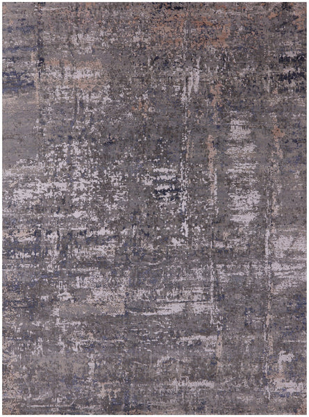 Modern Hand Knotted Wool & Silk Rug - 9' 0" X 12' 2" - Golden Nile