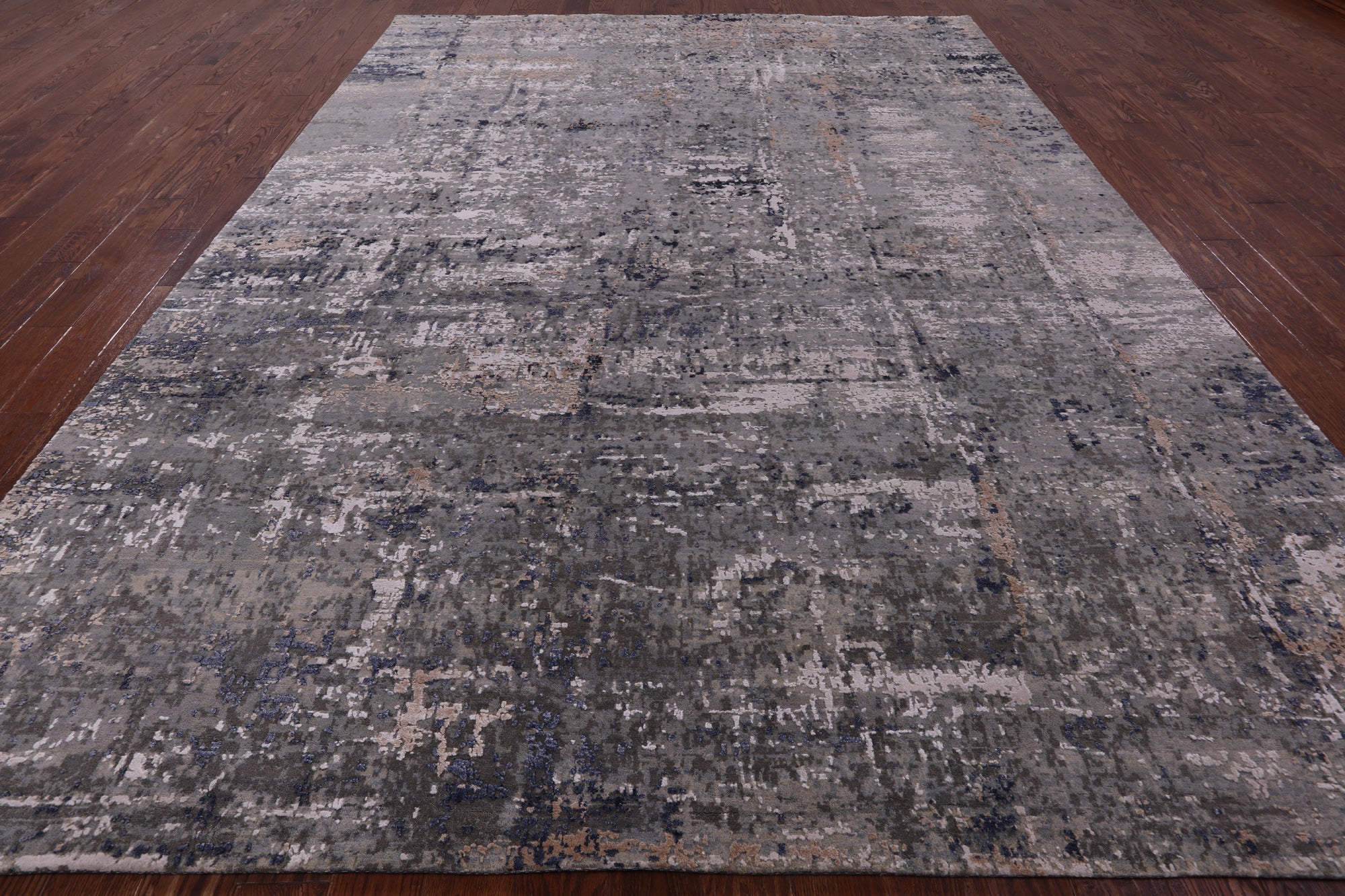 Modern Hand Knotted Wool & Silk Rug - 9' 0" X 12' 2" - Golden Nile