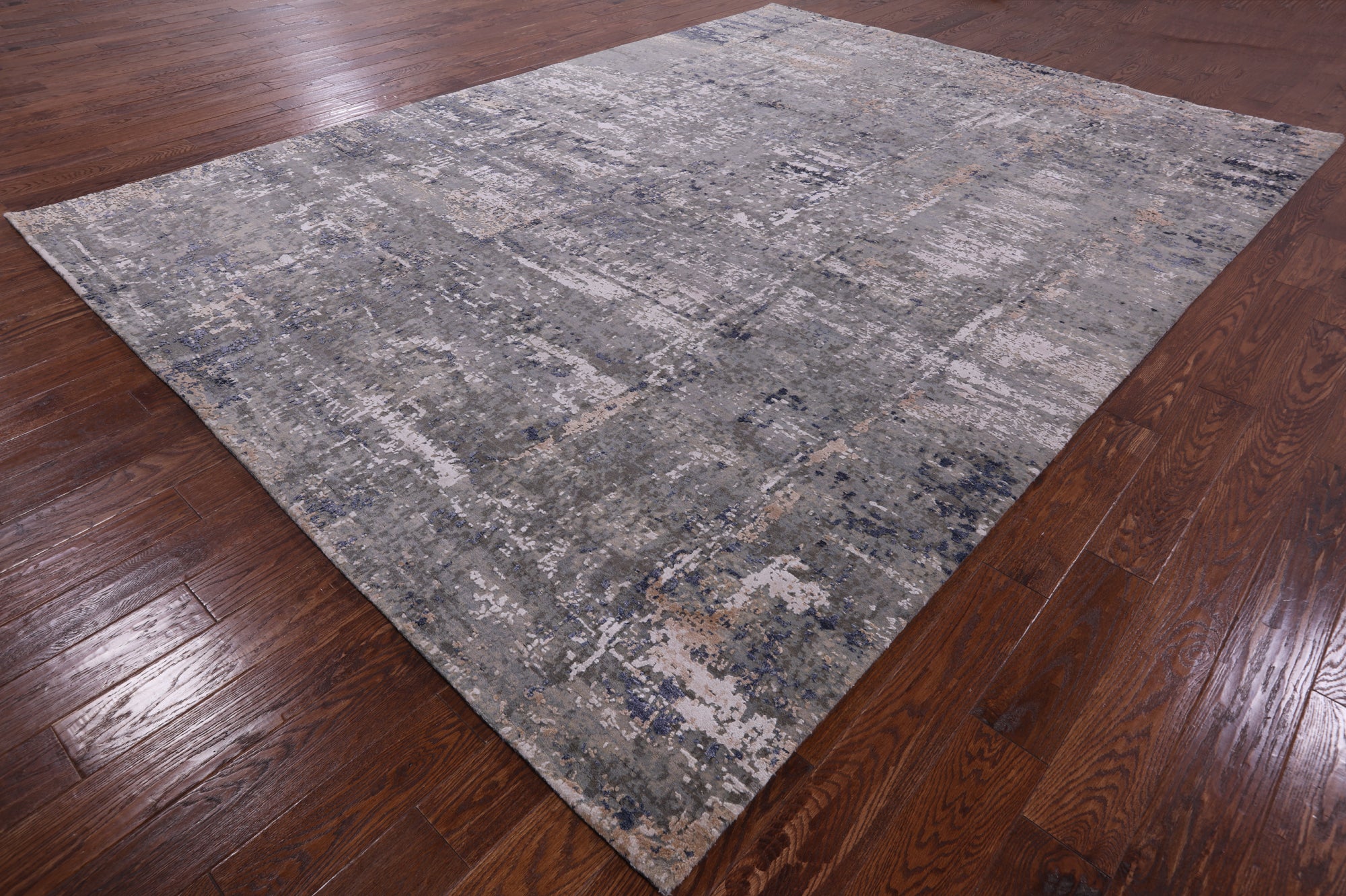 Modern Hand Knotted Wool & Silk Rug - 9' 0" X 12' 2" - Golden Nile