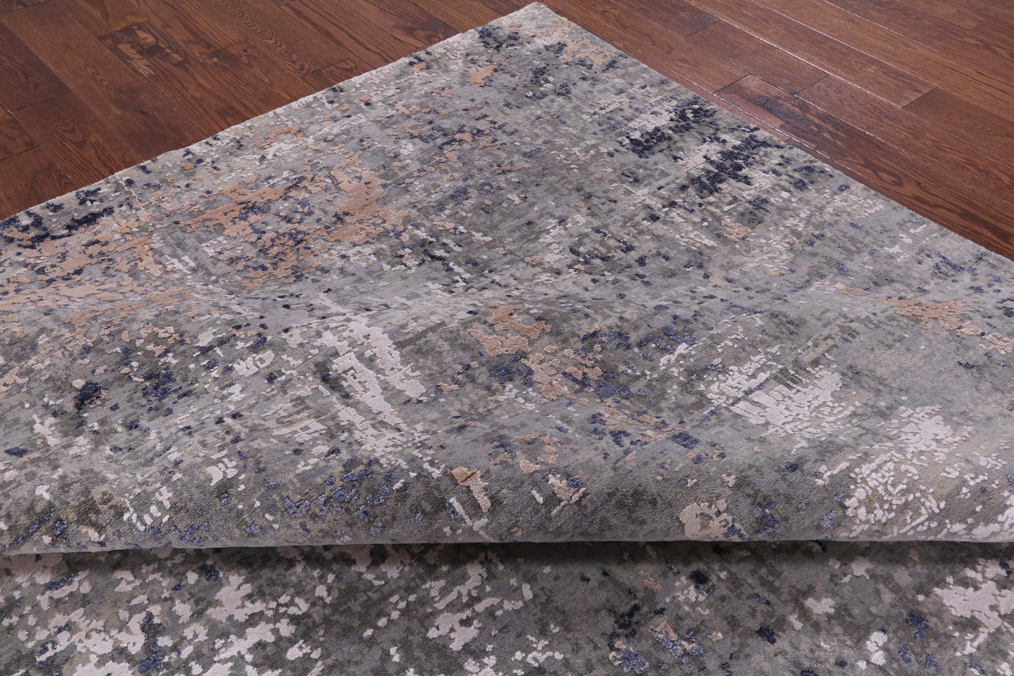 Modern Hand Knotted Wool & Silk Rug - 9' 0" X 12' 2" - Golden Nile