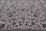 Ivory Square Persian Nain Hand Knotted Wool & Silk Rug - 8' 11" X 9' 0" - Golden Nile