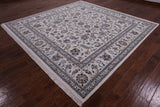 Ivory Square Persian Nain Hand Knotted Wool & Silk Rug - 8' 11" X 9' 0" - Golden Nile