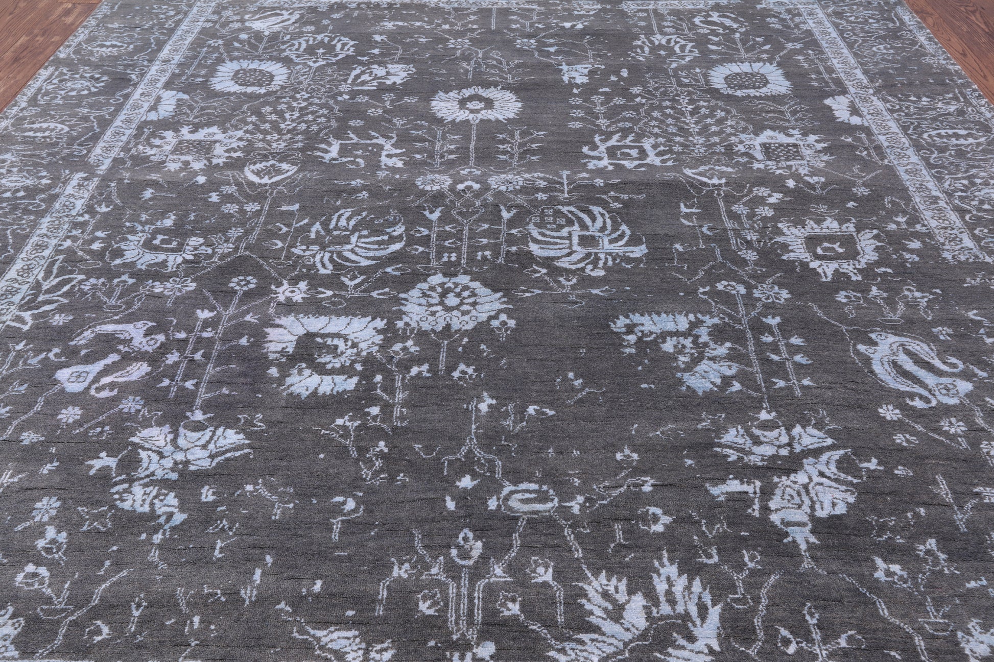 Grey Modern Hand Knotted Wool & Silk Rug - 8' 1" X 10' 0" - Golden Nile