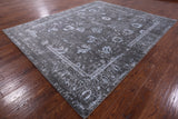 Grey Modern Hand Knotted Wool & Silk Rug - 8' 1" X 10' 0" - Golden Nile