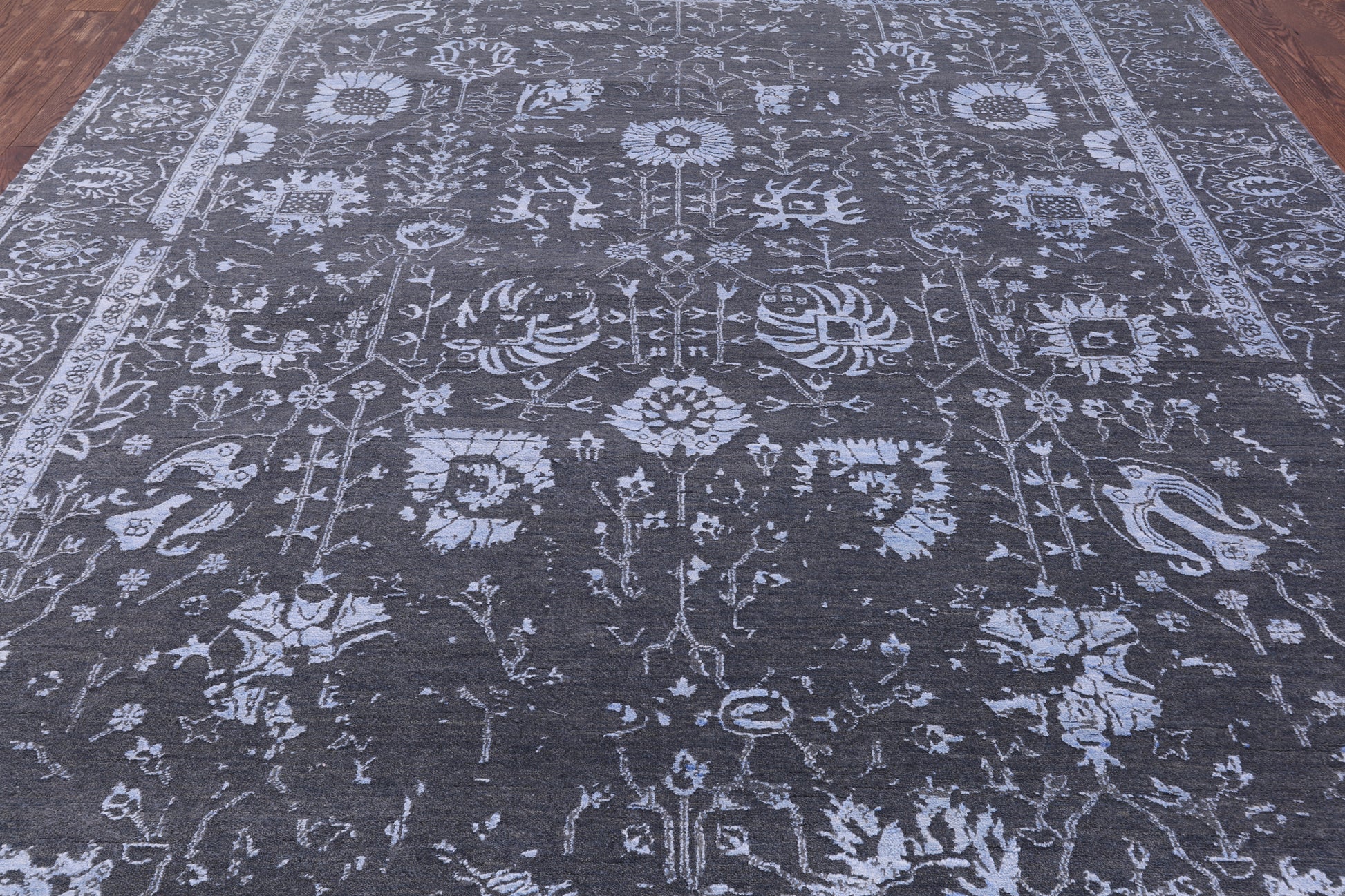 Grey Modern Hand Knotted Wool & Silk Rug - 8' 2" X 10' 0" - Golden Nile