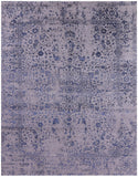 Grey Modern Handmade Wool & Silk Rug - 7' 11" X 10' 1" - Golden Nile