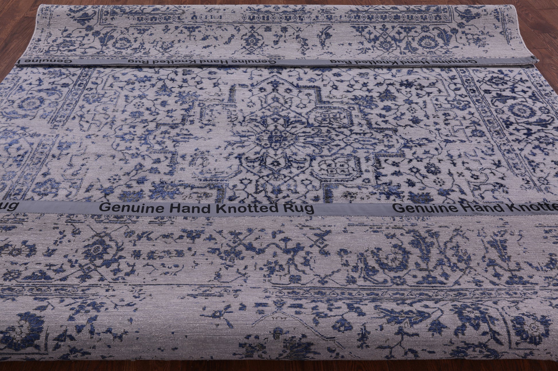 Grey Modern Handmade Wool & Silk Rug - 7' 11" X 10' 1" - Golden Nile