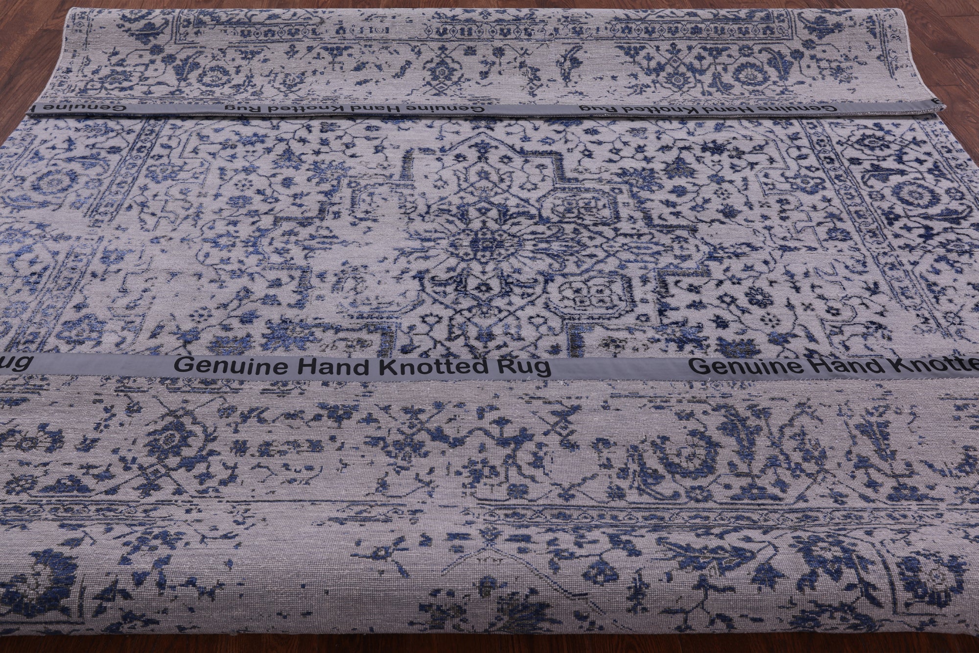 Grey Modern Handmade Wool & Silk Rug - 7' 11" X 10' 1" - Golden Nile