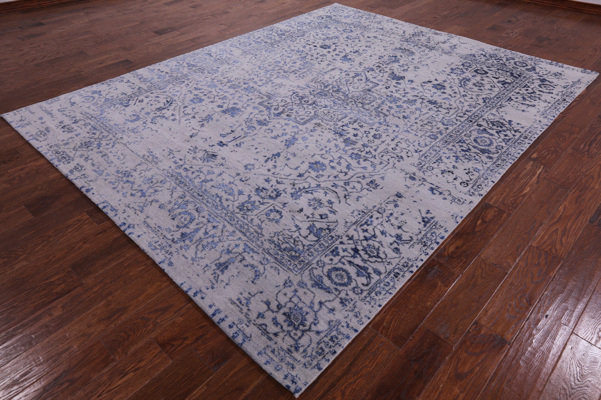 Grey Modern Handmade Wool & Silk Rug - 7' 11" X 10' 1" - Golden Nile