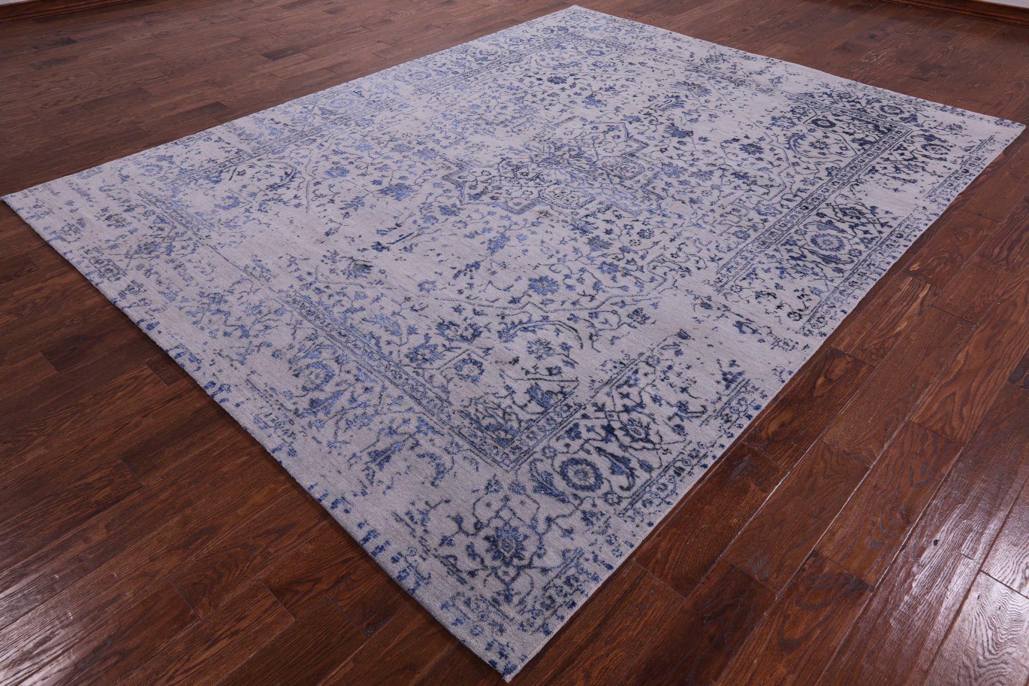 Grey Modern Handmade Wool & Silk Rug - 7' 11" X 10' 1" - Golden Nile
