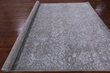 Grey Modern Hand Knotted Wool & Silk Rug - 8' 2" X 10' 0" - Golden Nile
