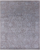 Grey Modern Hand Knotted Wool & Silk Rug - 8' 2" X 10' 0" - Golden Nile
