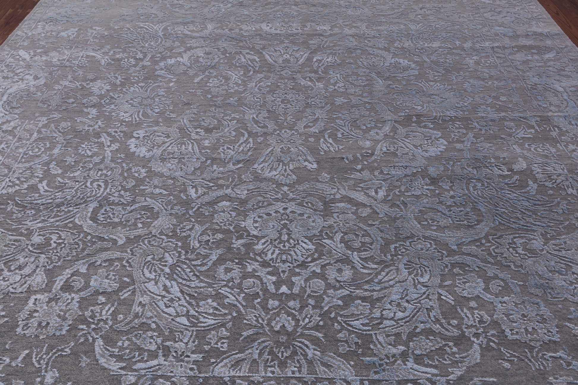 Grey Modern Hand Knotted Wool & Silk Rug - 8' 2" X 10' 0" - Golden Nile