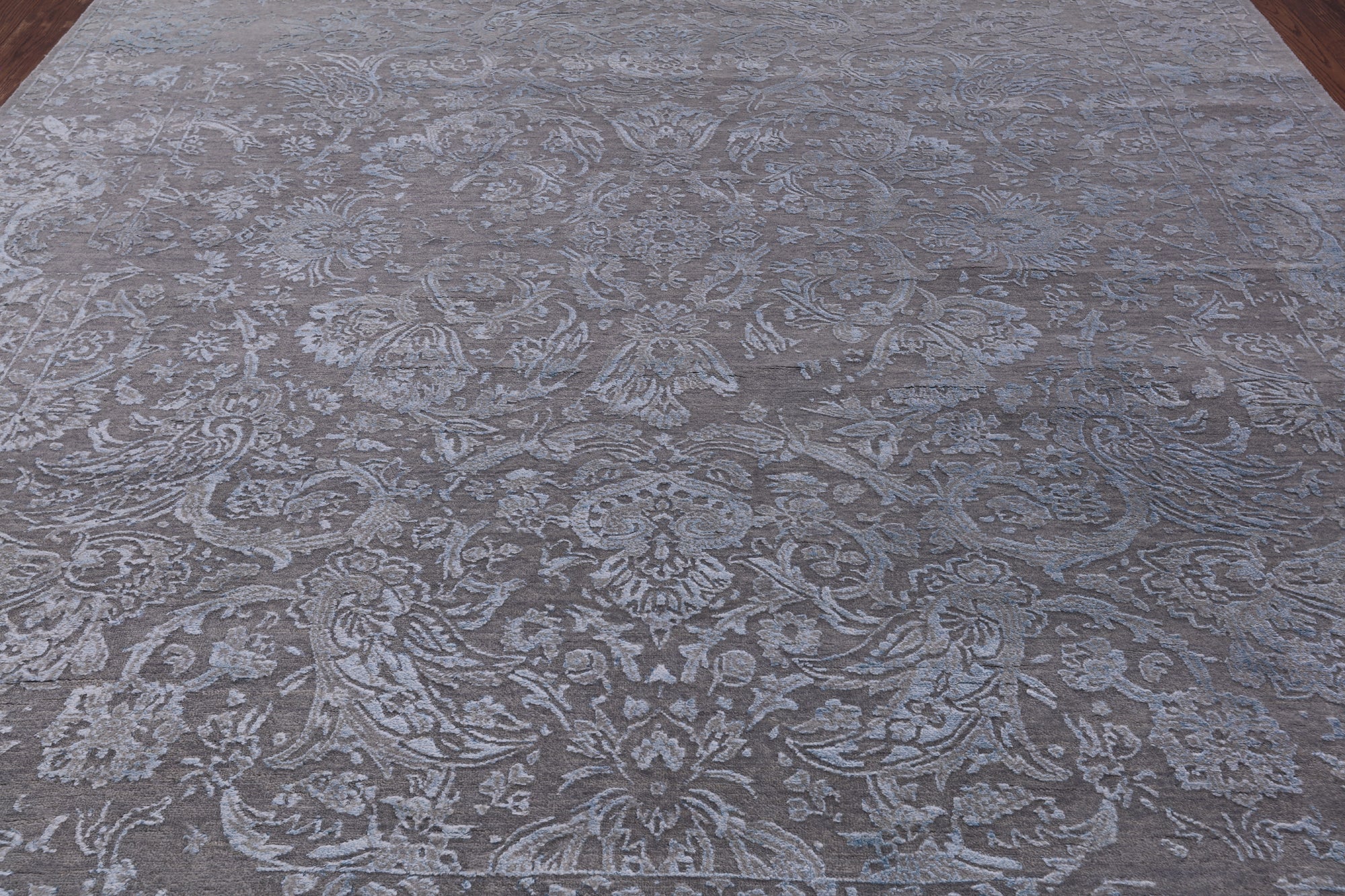 Grey Modern Hand Knotted Wool & Silk Rug - 8' 2" X 10' 0" - Golden Nile