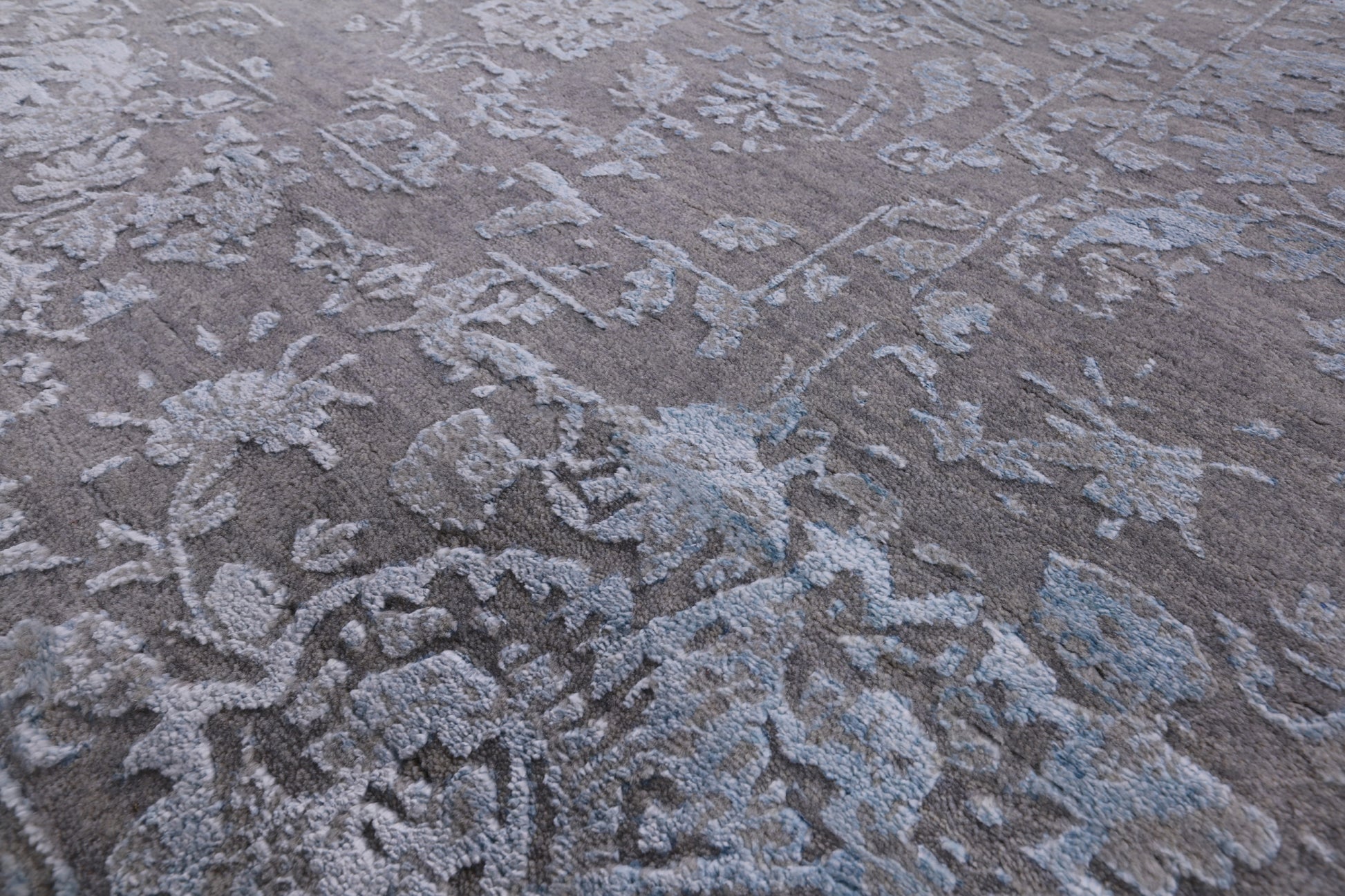 Grey Modern Hand Knotted Wool & Silk Rug - 8' 2" X 10' 0" - Golden Nile
