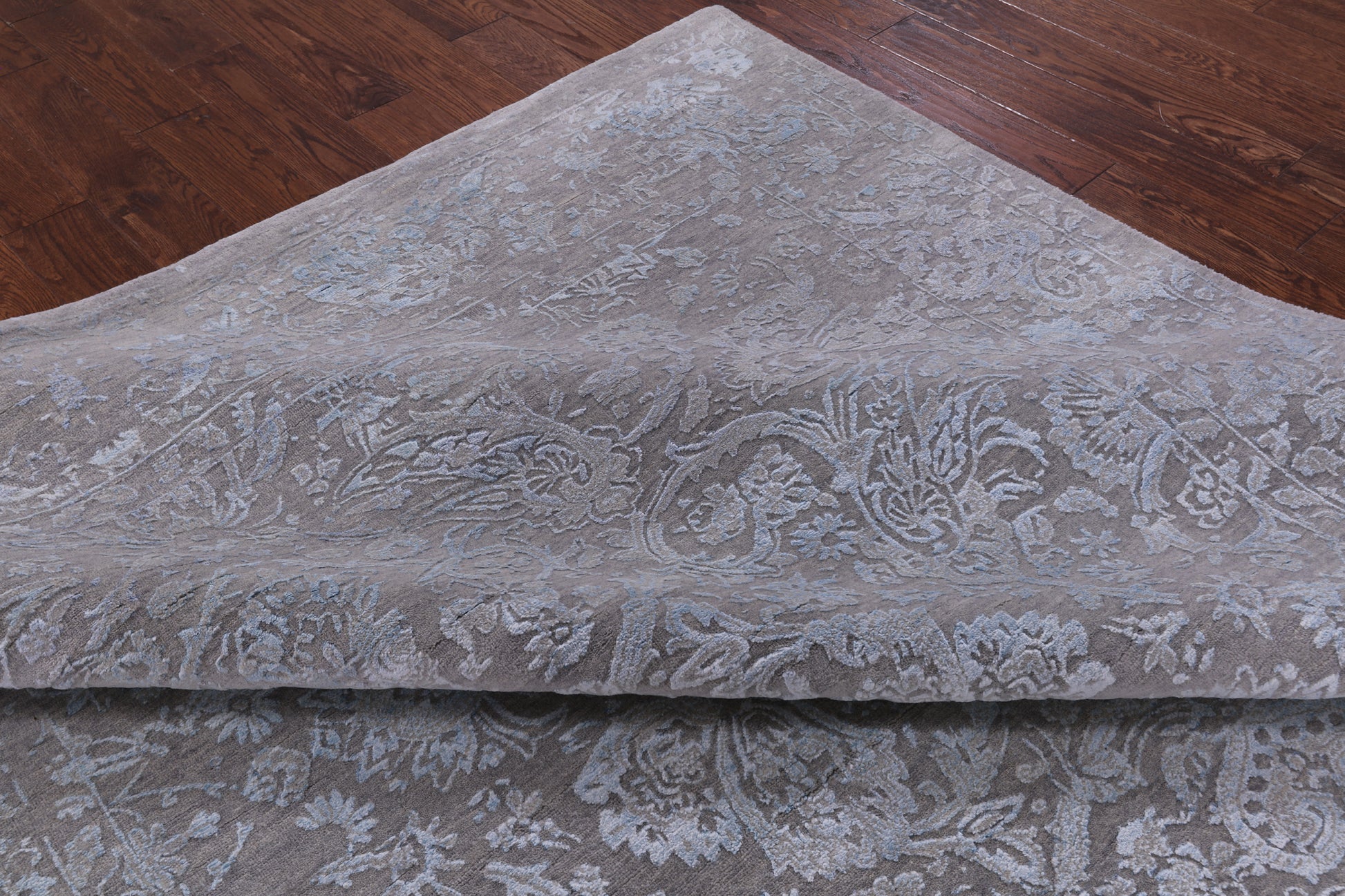 Grey Modern Hand Knotted Wool & Silk Rug - 8' 2" X 10' 0" - Golden Nile