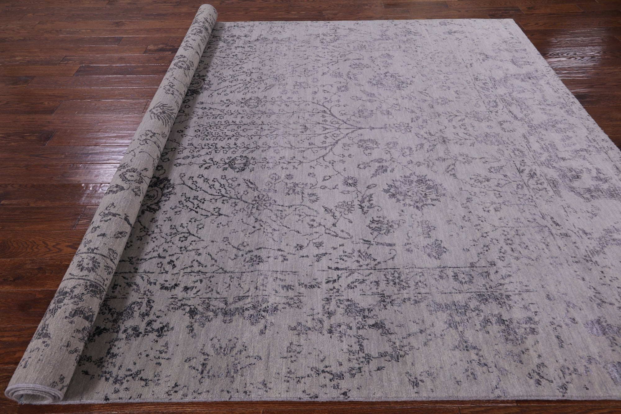 Grey Modern Handmade Wool & Silk Rug - 8' 1" X 10' 1" - Golden Nile