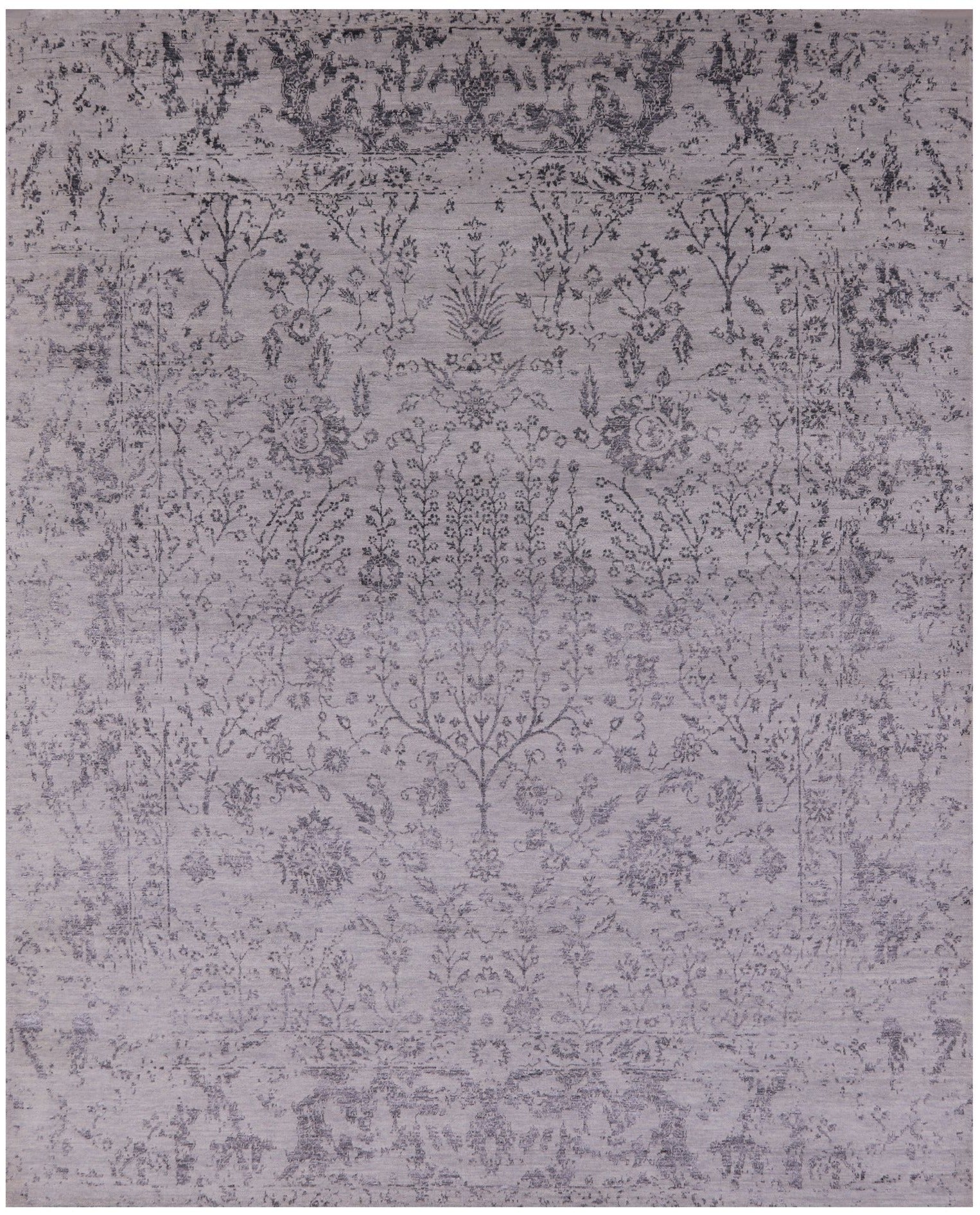 Grey Modern Handmade Wool & Silk Rug - 8' 1" X 10' 1" - Golden Nile