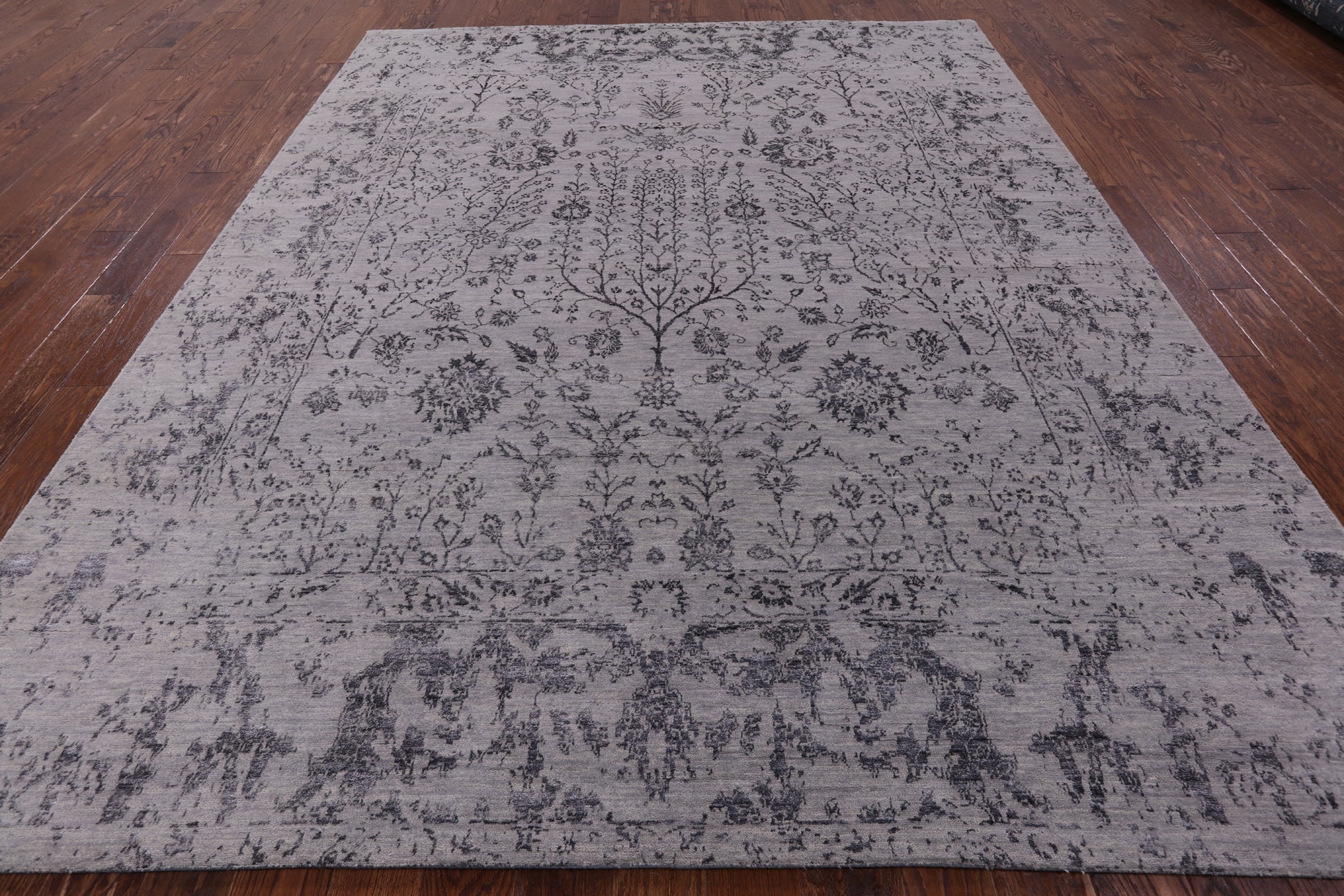 Grey Modern Handmade Wool & Silk Rug - 8' 1" X 10' 1" - Golden Nile