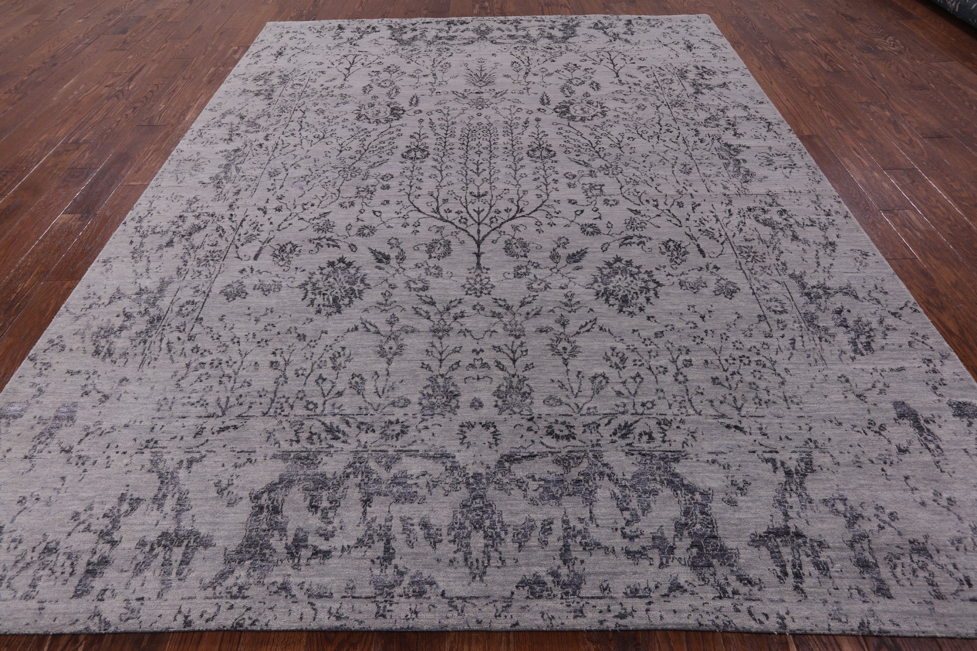 Grey Modern Handmade Wool & Silk Rug - 8' 1" X 10' 1" - Golden Nile