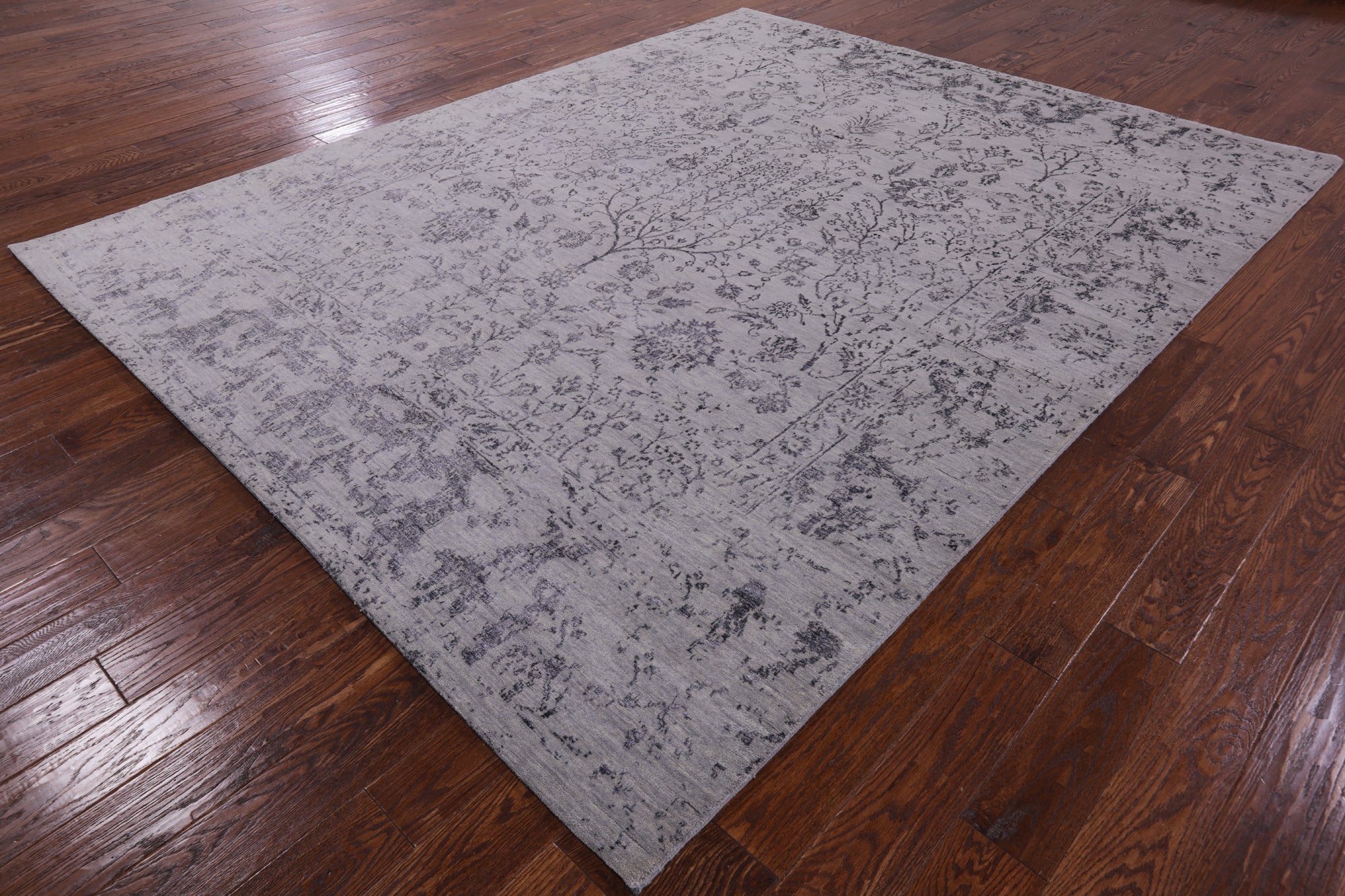 Grey Modern Handmade Wool & Silk Rug - 8' 1" X 10' 1" - Golden Nile