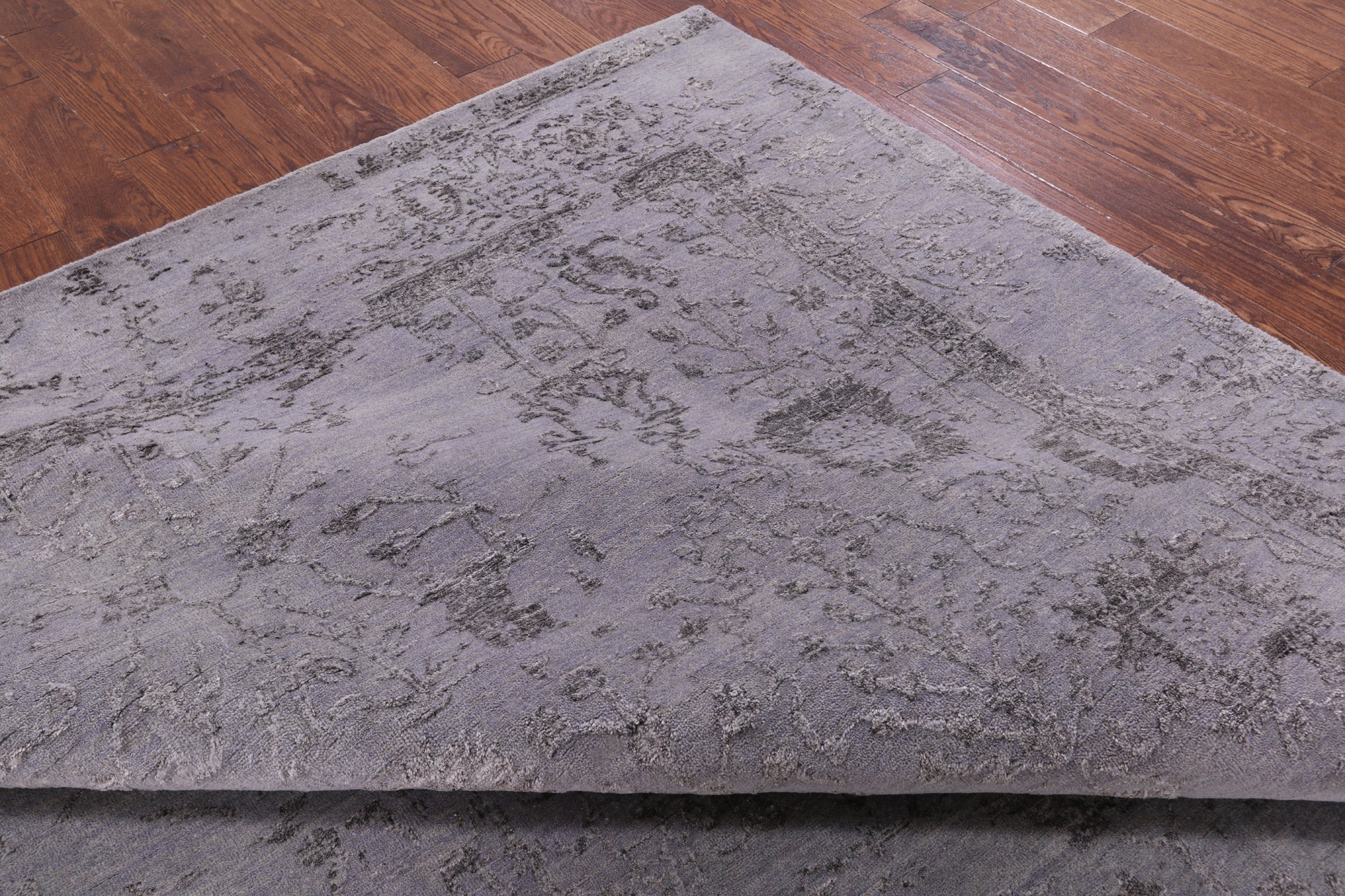 Grey Modern Handmade Wool & Silk Rug - 8' 0" X 10' 1" - Golden Nile