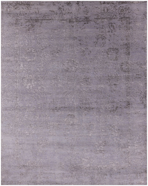 Grey Modern Handmade Wool & Silk Rug - 8' 0" X 10' 1" - Golden Nile