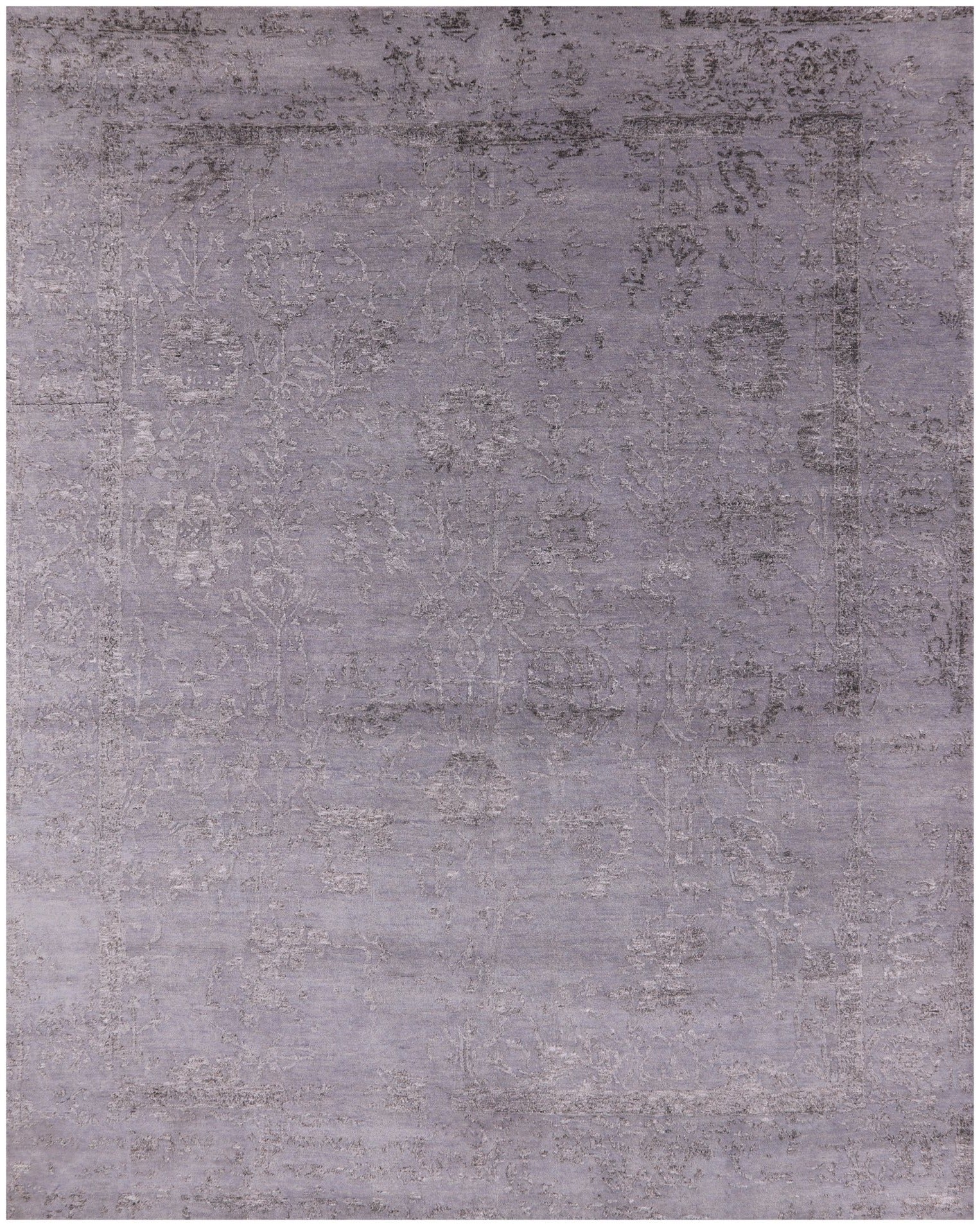 Grey Modern Handmade Wool & Silk Rug - 8' 0" X 10' 1" - Golden Nile