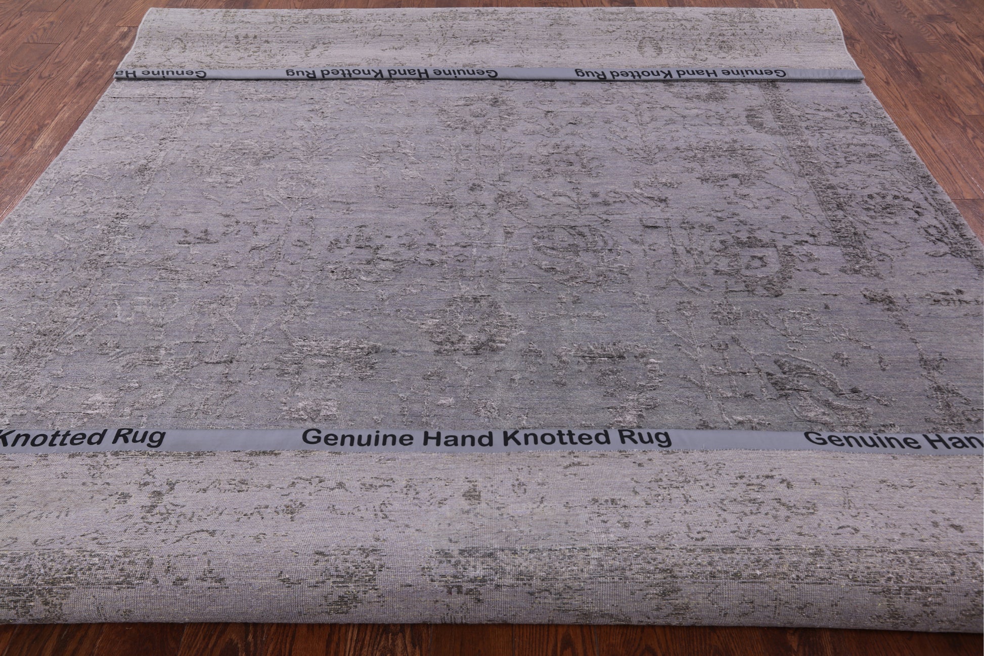 Grey Modern Handmade Wool & Silk Rug - 8' 0" X 10' 1" - Golden Nile