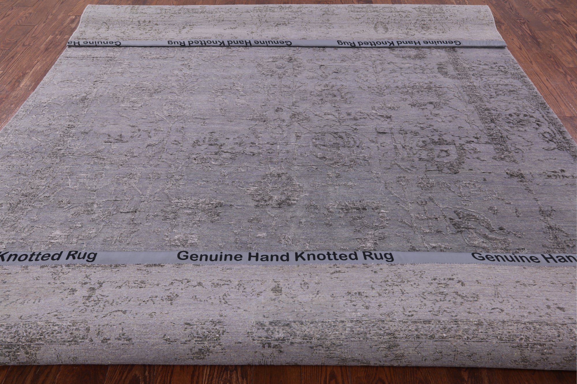 Grey Modern Handmade Wool & Silk Rug - 8' 0" X 10' 1" - Golden Nile