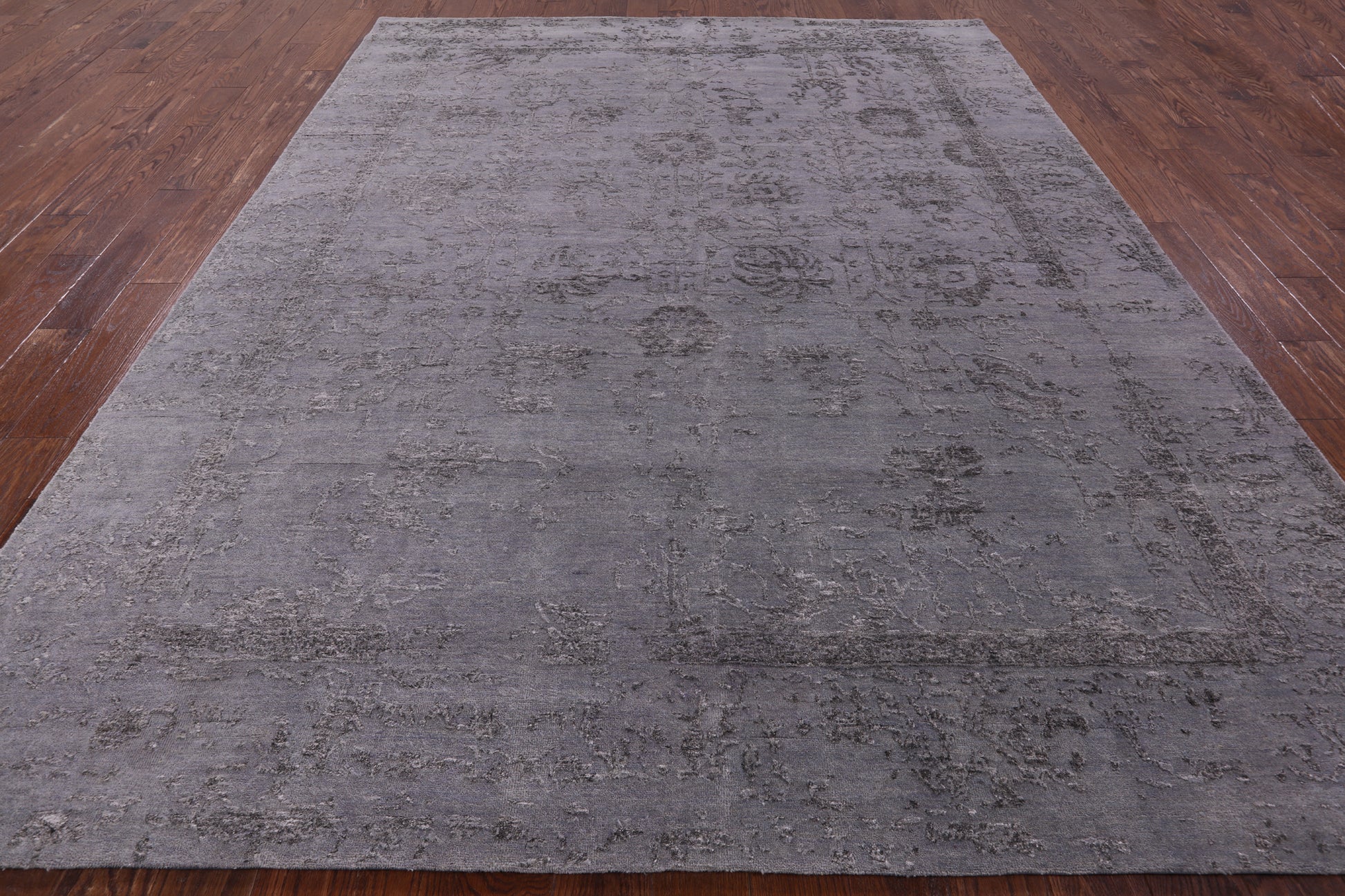 Grey Modern Handmade Wool & Silk Rug - 8' 0" X 10' 1" - Golden Nile