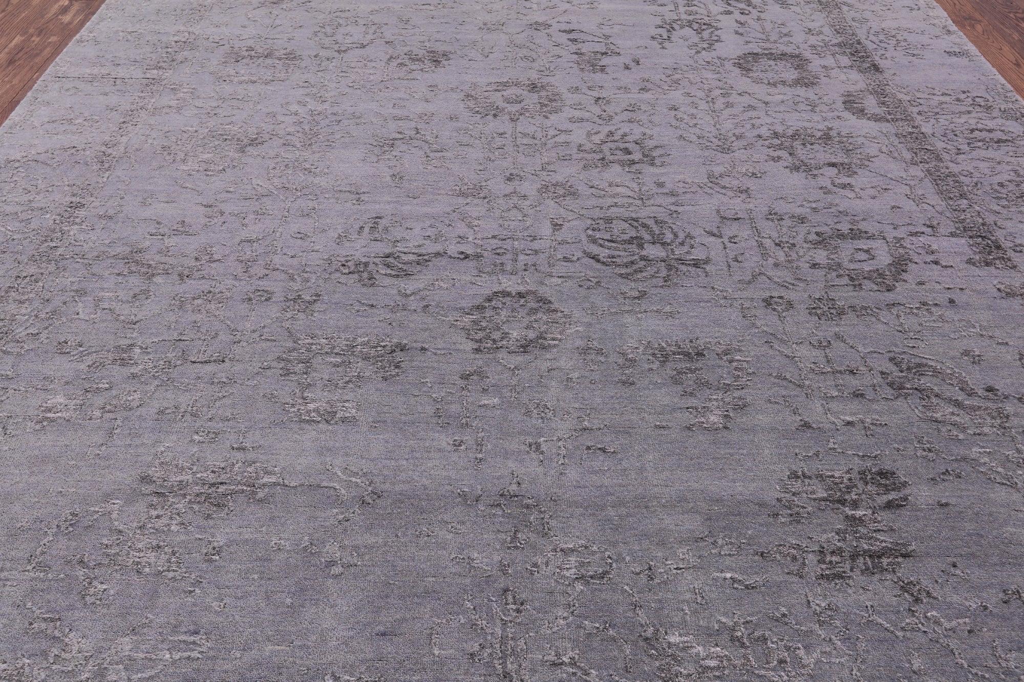 Grey Modern Handmade Wool & Silk Rug - 8' 0" X 10' 1" - Golden Nile