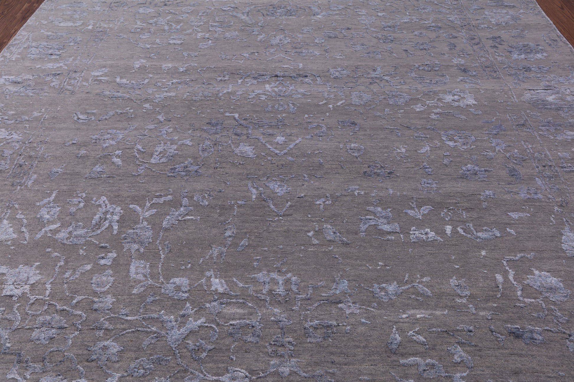 Grey Modern Hand Knotted Wool & Silk Rug - 8' 1" X 10' 0" - Golden Nile