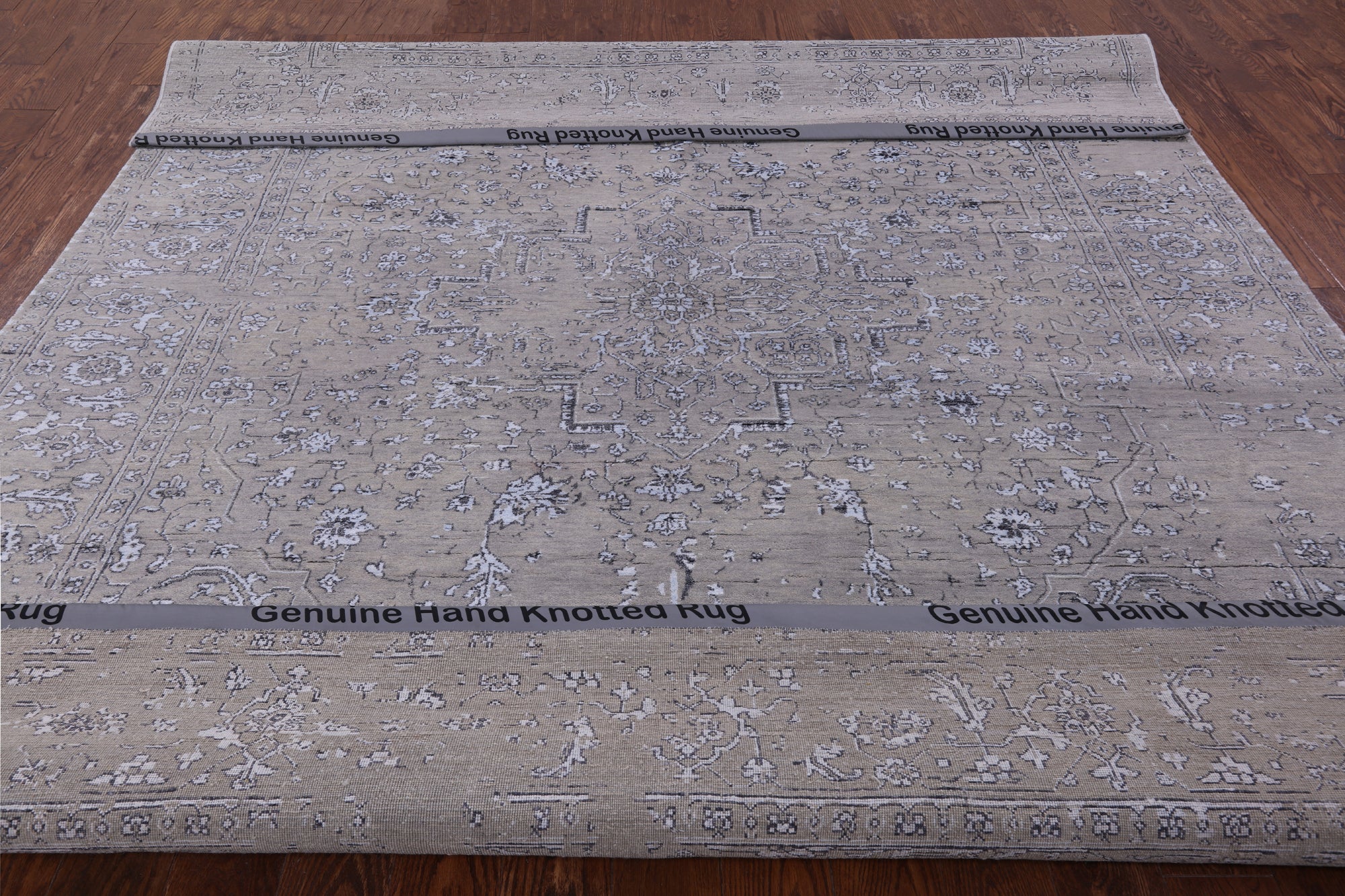 Grey Modern Handmade Wool & Silk Rug - 8' 2" X 10' 1" - Golden Nile