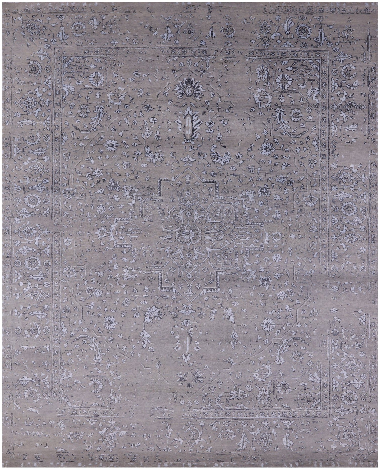 Grey Modern Handmade Wool & Silk Rug - 8' 2" X 10' 1" - Golden Nile