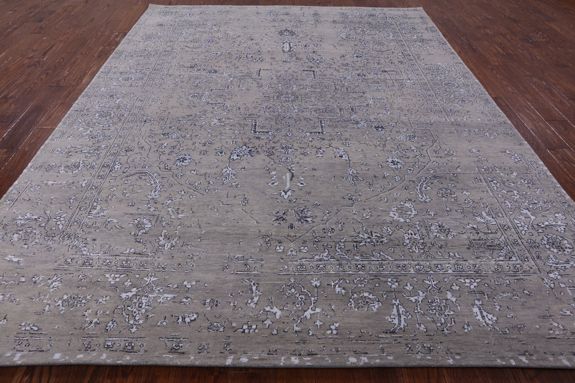 Grey Modern Handmade Wool & Silk Rug - 8' 2" X 10' 1" - Golden Nile