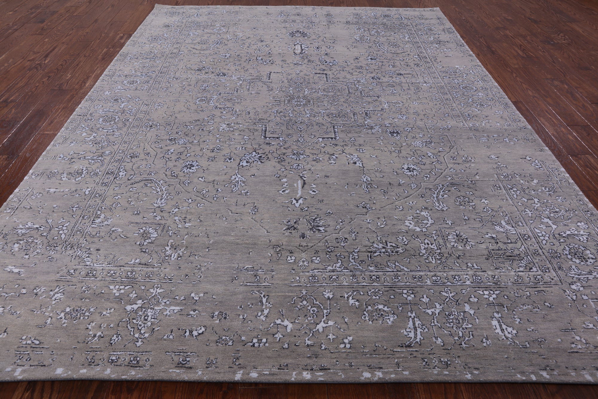 Grey Modern Handmade Wool & Silk Rug - 8' 2" X 10' 1" - Golden Nile